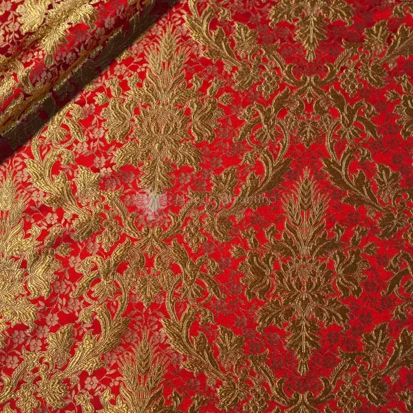 tessuto damascato I 06 106 rosso ricamo oro