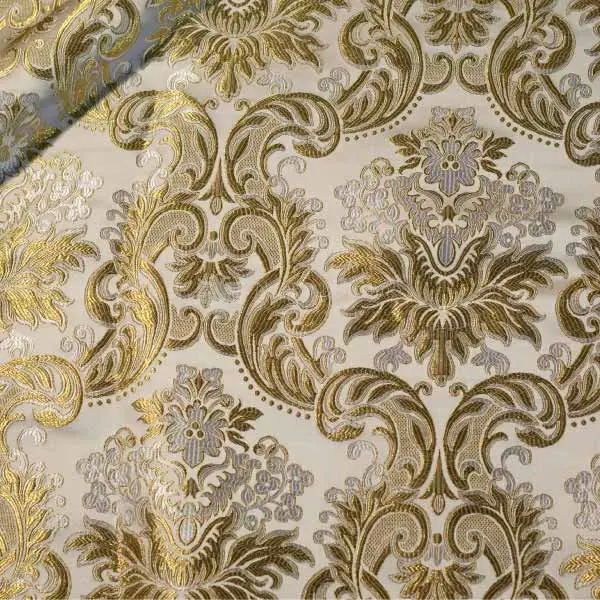 tessuto damascato I 10 101 bianco ricamo oro