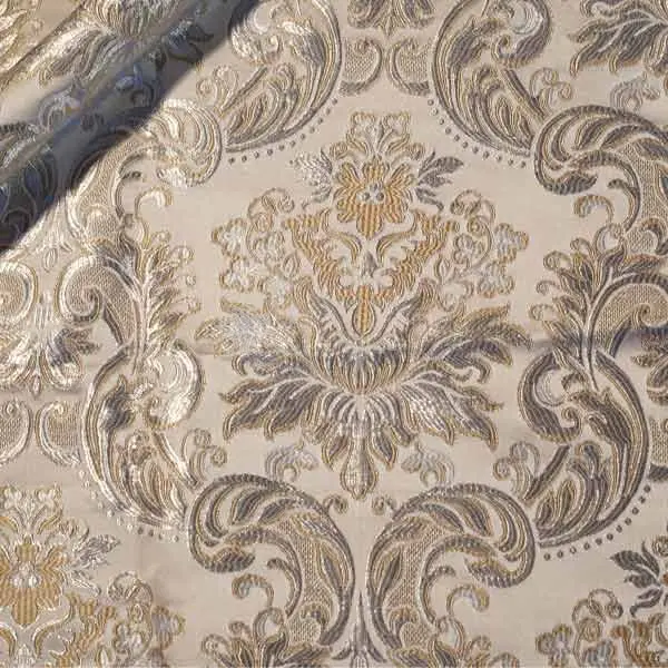 tessuto damascato I 10 102 bianco ricamo argento