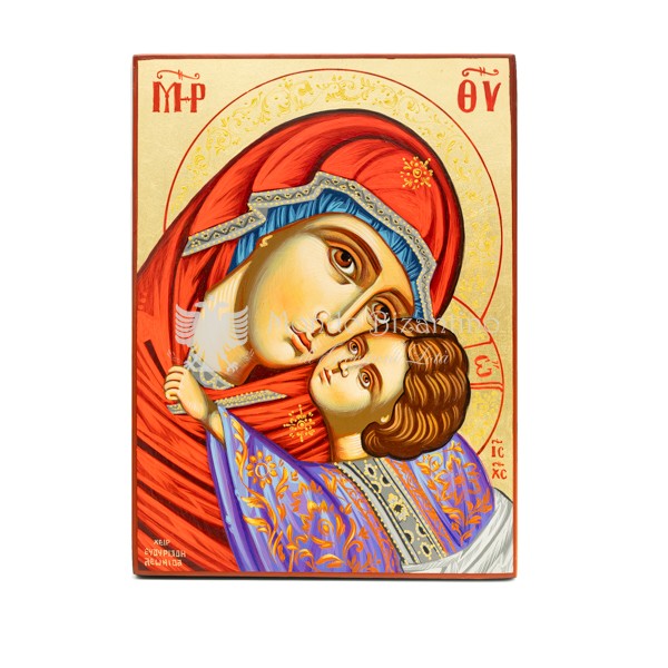 icona dipinta a mano madonna della tenerezza volto