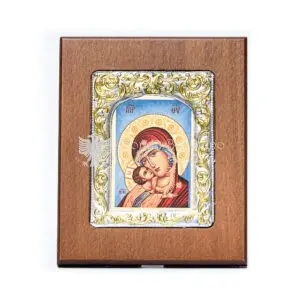 madonna della tenerezza fondo blu con riza in argento