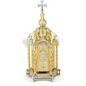 Artoforio Tabernacolo in metallo dorato argentato size 32x30x70 cod 3 32