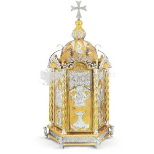 Artoforio Tabernacolo in metallo dorato argentato size 36x33x78 cod 3 30