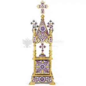 Artoforio Tabernacolo in metallo dorato e smalti size 22x22x72 cod 9 69