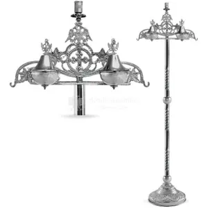 Base per incensiere in metallo argentato size 43x25x135 cod 105 874