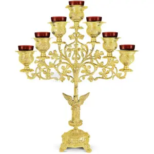 Candelabro a sette bracci in metallo dorato size 59x20x70 cod 48 387