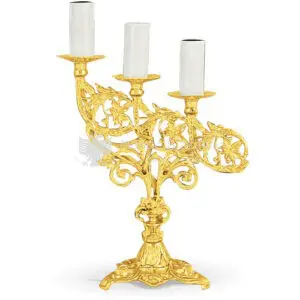 Candelabro a tre bracci in metallo dorato size 25x12x34 cod 48 394