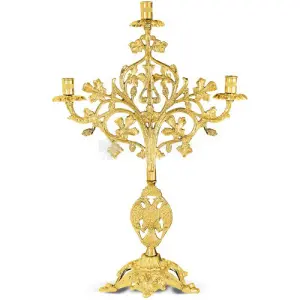 Candelabro a tre bracci in metallo dorato size 26x15x40 cod 48 392