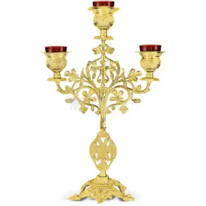 Candelabro a tre bracci in metallo dorato size 30x15x52 cod 48 389