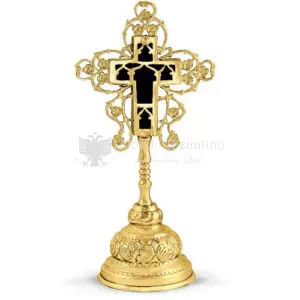 Croce benedizionale in metallo dorato con basamento size 10x7x20 cod 71 654