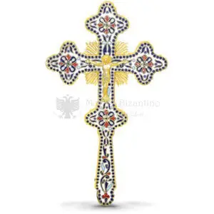 Croce benedizionale in metallo dorato con smalti size 17x2x29 cod70 644