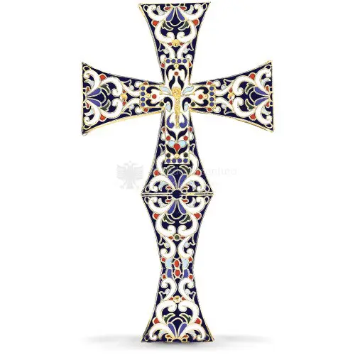 Croce benedizionale in metallo dorato con smalti size 17x2x29 cod70 645