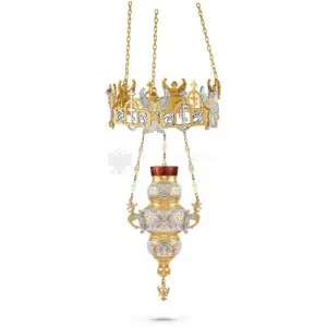 Lampada pensile in metallo dorato e argentato size 33x33x72 cod 58 504