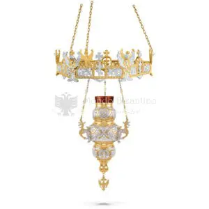 Lampada pensile in metallo dorato e argentato size 33x33x74 cod58 503