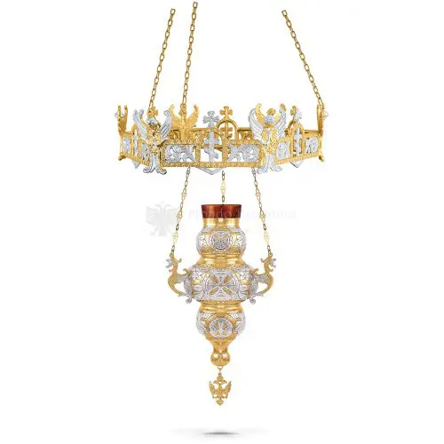 Lampada pensile in metallo dorato e argentato size 33x33x74 cod58 503