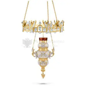 Lampada pensile in metallo dorato e argentato size 35x35x76 cod 58 502