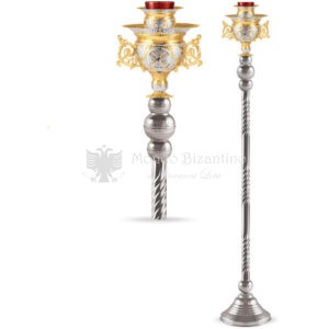 Lampada per Santissimo in metallo argentato e dorato size 25x25x136 cod 106 881