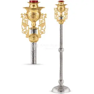 Lampada per Santissimo in metallo argentato e dorato size 30x30x137 cod 106 885