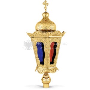 Lampada processionale in metallo dorato size 25x25x58 cod 75 683