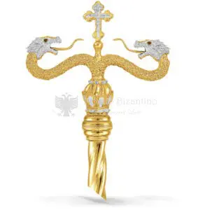 Pastorale in metallo dorato e argentato size 19x3x170 cod 74 674