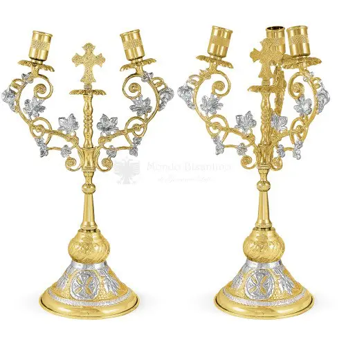 Set bicerio e tricerio in metallo dorato e argentato size 15x15x35 cod 43 356