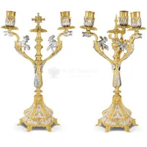 Set bicerio e tricerio in metallo dorato e argentato size 16x16x35 cod 44 358