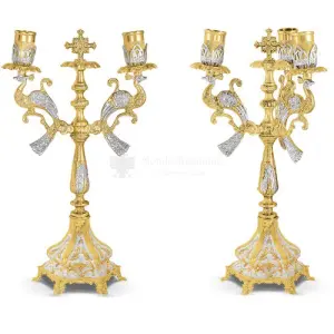 Set bicerio e tricerio in metallo dorato e argentato size 16x16x35 cod 44 359