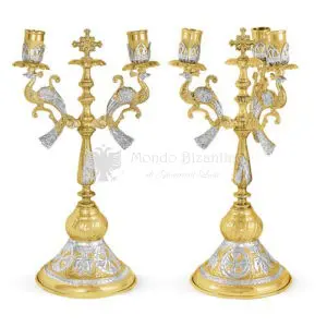 Set bicerio e tricerio in metallo dorato e argentato size 16x16x35 cod 44 361