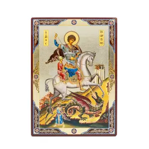 icona stampata fondo lucido san giorgio megalomartire