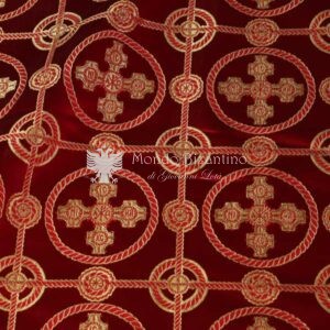 tessuto bizantino I 46 109 rosso croce rotonda oro