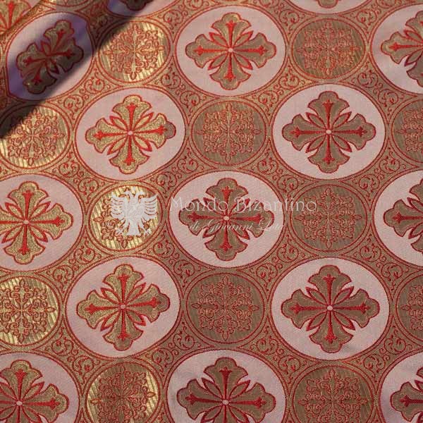 tessuto bizantino croce rotonda I 14 109 rosso matto
