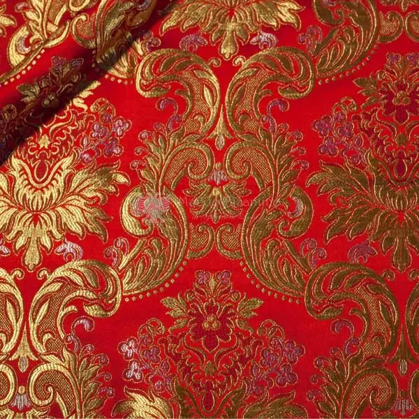 tessuto damascato I 10 105 rosso ricamo oro