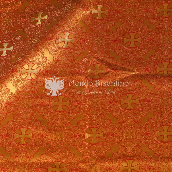 tessuto damascato I 37 105 oro contorno rosso