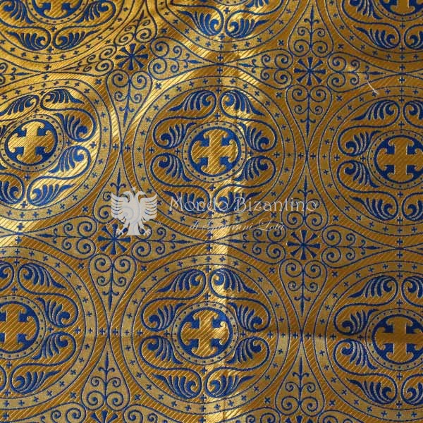 tessuto damascato I 38 106 oro disegno blu