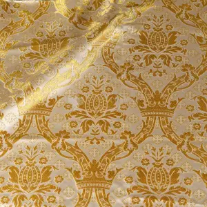 tessuto damascato I 44 101 bianco motivo oro