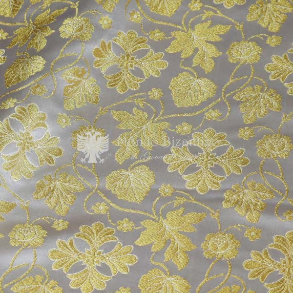 tessuto damascato I 48 101 argento motivo floreale oro