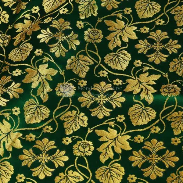 tessuto damascato I 48 108 verde motivo floreale
