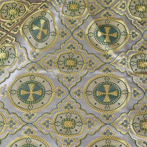 tessuto damascato I 51 104 avorio ricami oro verde