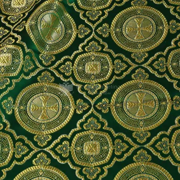 tessuto damascato I 51 114 verde ricami oro argento
