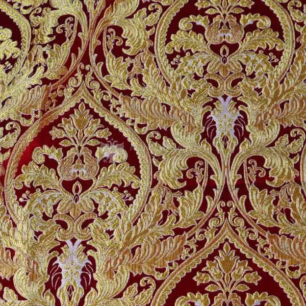 tessuto damascato I 53 104 rosso ricamo oro bianco