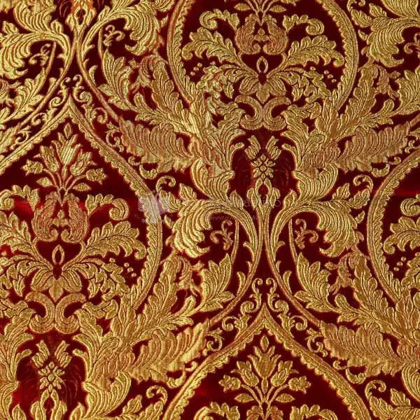 tessuto damascato I 53 105 rosso ricamo oro