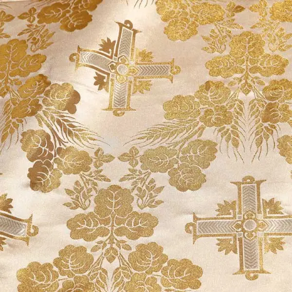 tessuto damascato I 66 104 bianco oro argento