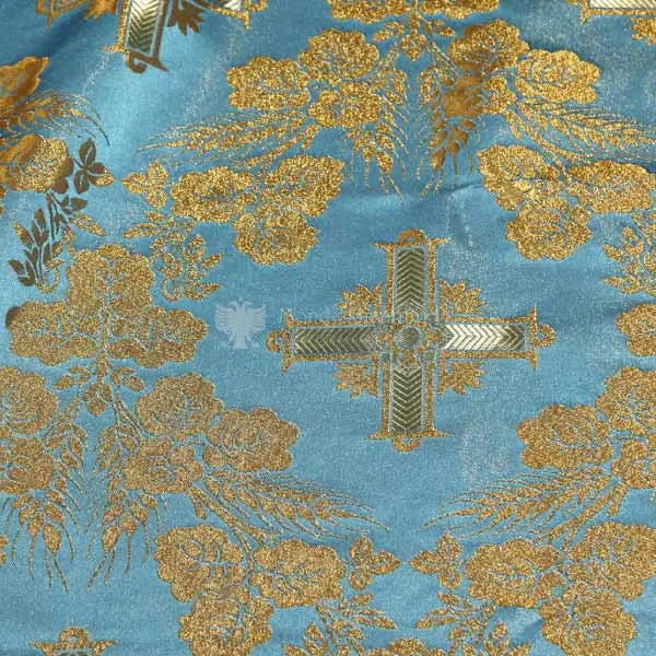 tessuto damascato I 66 115 celeste oro