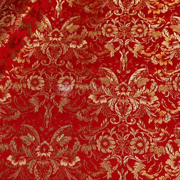 tessuto damascato I 73 104 rosso fiori oro