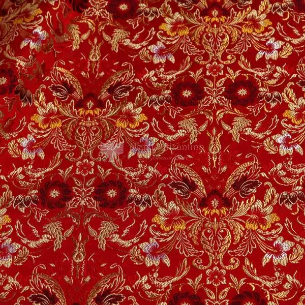 tessuto damascato I 73 105 rosso fiori bordeaux