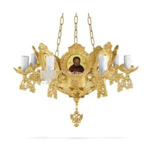 lampadario bizantino icone ottone dorato 93 766