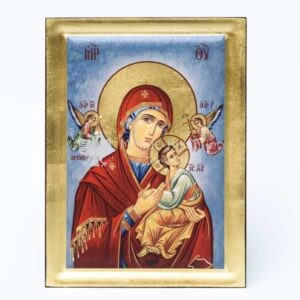 icona serigrafata madonna perpetuo soccorso fondo blu