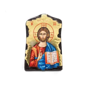 icona cristo dipinta a mano fondo oro 24 kk cm 25x15.5