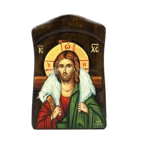 icona dipinta a mano e scolpita gesu buon pastore cm25x15.5