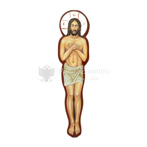 icona dipinta a mano cristo morto sagomato
